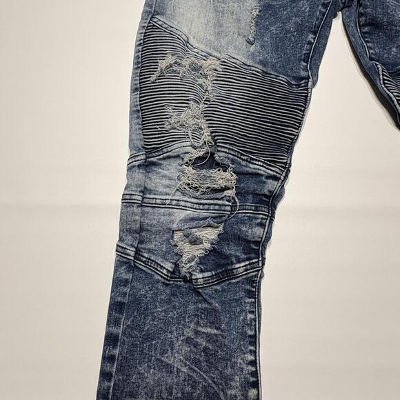 Decibel Men’s Distressed Acid Wash Moto Jeans – 36x32 - Picture 7 of 16